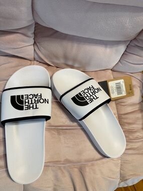 The North Face Basecamp White and Black Logo Slide Sandals size 9
